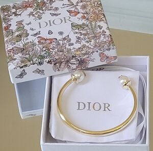 Christian Dior Logo Pearl Tribales Bracelet With Box